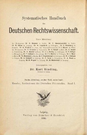 Institutionen des deutschen Privatrechts, 1