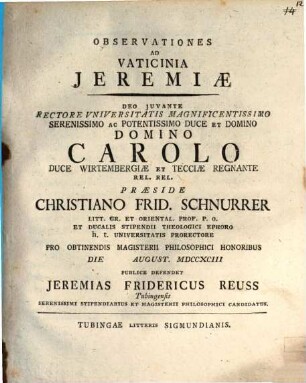 Observationes ad vaticinia Jeremiae, [1]