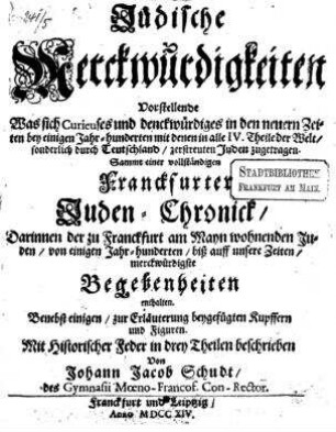 In: Jüdische Merckwürdigkeiten ; Band 1-3