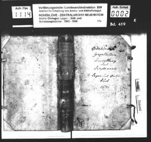 Lager- und Gültbuch über Kloster Gnadental, Ziegelhalde, Büchelberg und Finsterrot, das Lager- und Gültbuch über Finsterrot ist fortgeführt bis um 1750.