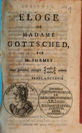 Eloge de Madame Gottsched