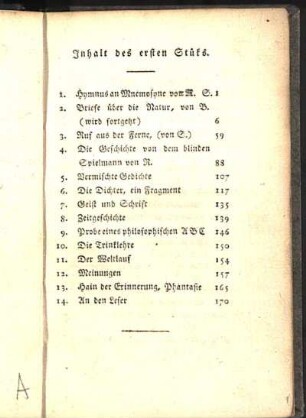 Inhalt des ersten Stüks.