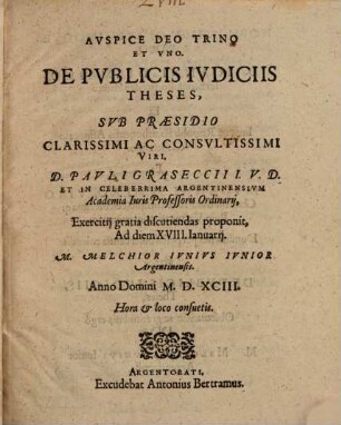 De Publicis Iudiciis Theses