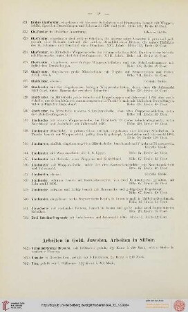 Arbeiten in Gold, Juwelen, Arbeiten in Silber (Nr. 542a-882)