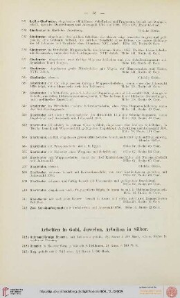 Arbeiten in Gold, Juwelen, Arbeiten in Silber (Nr. 542a-882)