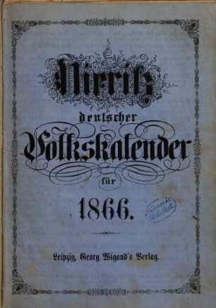 Deutscher Volkskalender. 1866 = N.F. 16