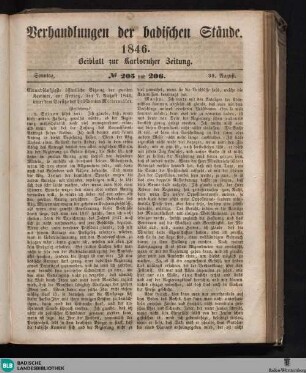 Verhandlungen der badischen Stände, Nr. 205 und 206