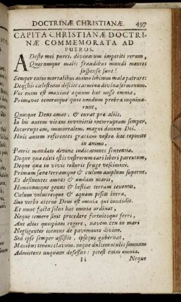 Capita Christianæ Doctrinæ Commemorata Ad Pueros.