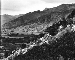 Geologisch junger Graben : Ein geologisch junger Graben kreuzt den Ausgang des Little Cottonwood Canyon.