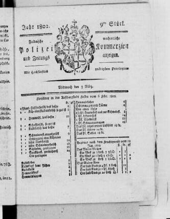9tes Stück, Ausgabe vom 3. März 1802