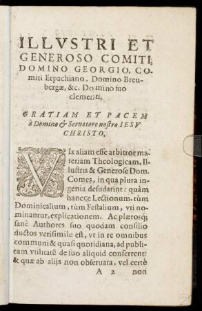 Illustri Et Generoso Comiti, Domino Georgio, Comiti Erpachiano, Domino Breubergæ [...]