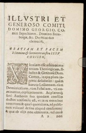 Illustri Et Generoso Comiti, Domino Georgio, Comiti Erpachiano, Domino Breubergæ [...]
