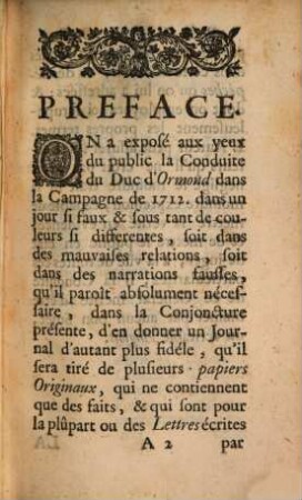 La conduite du Duc d'Ormond pendant la campagne de 1712 en Flandre : où l'on voit par les lettres des Lords Oxford et Bulingbroke et des généraux Villars et Ormond toute l'intrigue ... ; trad. de l'angl.