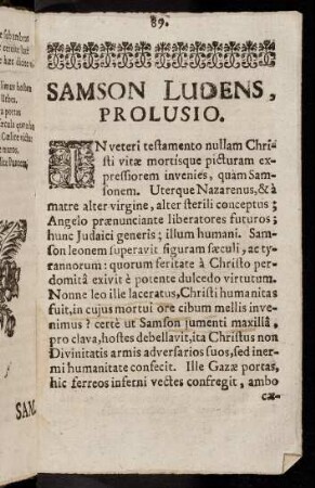 89-105, Samson Ludens, Prolusio.