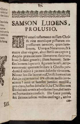 89-105, Samson Ludens, Prolusio.