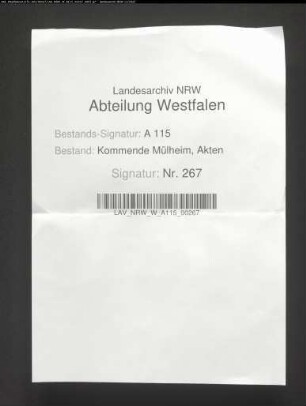 Annotationsbuch des Hermann Schulteß über ausstehende Kapitalien der Kommende Mülheim.