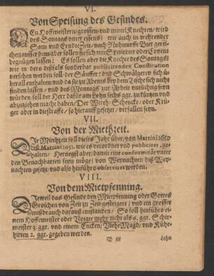 VI. Von Speisung des Gesindes