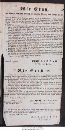 Wir Ernst, von Gottes Gnaden Herzog zu Sachsen Coburg und Gotha ... : Gotha, am 10. März 1848 ; An die Bürgerschaft zu Ohrdruff