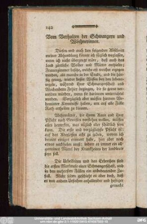 Vom Verhalten der Schwangern und Wöchnerinnen.