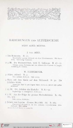 Radierungen und Kupferstiche meist alter Meister (Nr. 1 - 715)