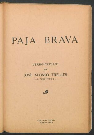Paja brava : versos criollos