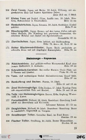 Steinzeuge – Fayencen (Nr. 172-201)