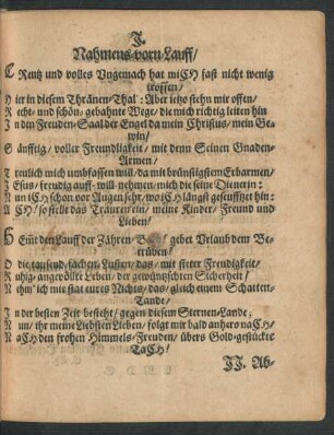 I. Nahmens-vorn-Lauff/