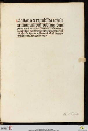 De republica ecclesiae et monachorum ordinis divi patris Benedicti