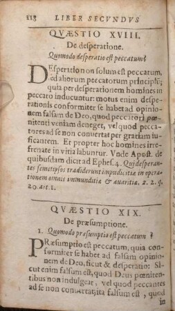 Qvaestio XVIII. De desperatione.