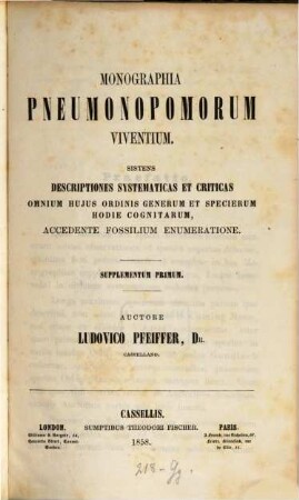 Monographia pneumonopomorum viventium. 2, Supplementum primum