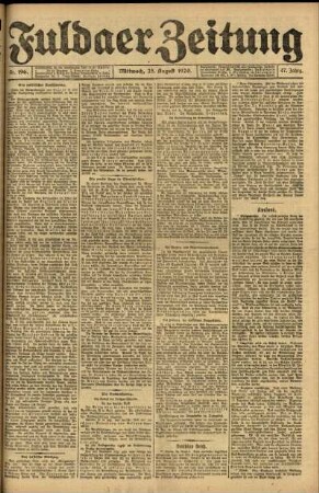Ausgabe vom Mittwoch, den 25. August 1920.
