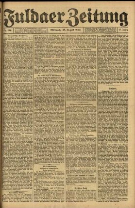 Ausgabe vom Mittwoch, den 25. August 1920.