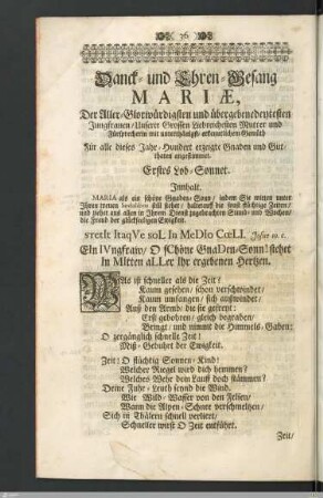 Danck- und Ehren-Gesang Mariæ