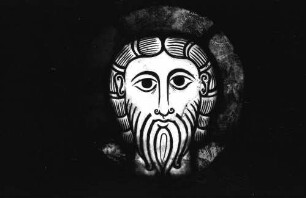 Straßburg (Frankreich): Ausstellung 1000 Jahre Glasfenster, Weißenburger Christusscheibe, Christuskopf aus Weißenburg, Elsass