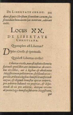 Locus XX. De Libertate Christiana.