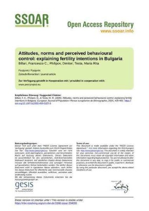 Attitudes, norms and perceived behavioural control: explaining fertility intentions in Bulgaria