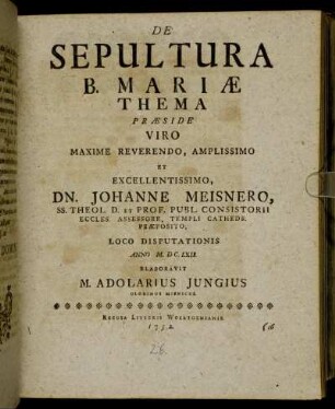 De Sepultura B. Mariae Thema