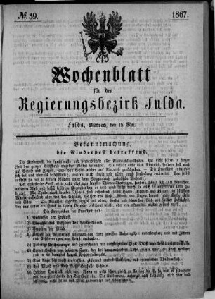Nr. 39, Ausgabe vom 15. Mai 1867
