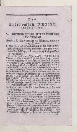 Das Erzherzogthum Oesterreich insbesonders
