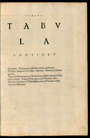 Tercia Tabula Continet Samariam ...