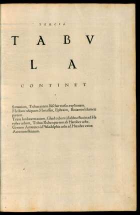Tercia Tabula Continet Samariam ...