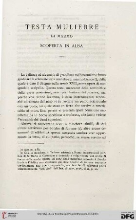 1: Testa muliebre di marmo scoperta in Alba