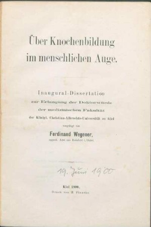 Über Knochenbildung im menschlichen Auge