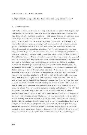 Linguistische Aspekte der forensischen Argumentation