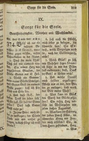 IX. Sorge für die Seele. - X. Sorge für den Leib.