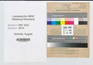Entnazifizierung August Schmitz , geb. 08.07.1898 (Angest.)