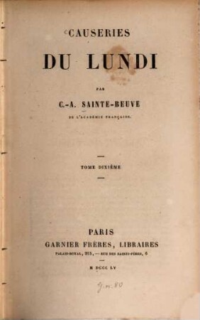 Causeries du lundi, 10