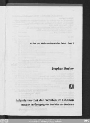 Islamismus bei den Schiiten im Libanon : Religion im Übergang von Tradition zur Moderne