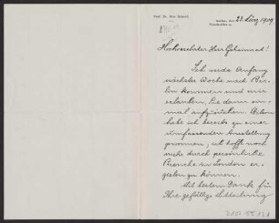 Schreiben an Hermann Muthesius (Brief)
