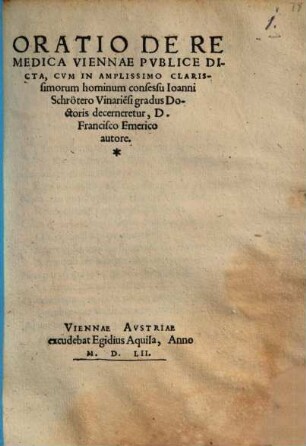 Oratio de re medica